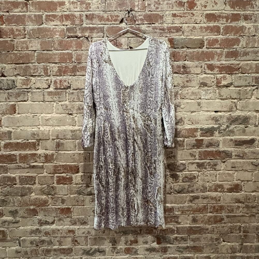Dress The Population‎ Python Sequin Emery Sheath Dress Size 1X - Picture 9 of 13